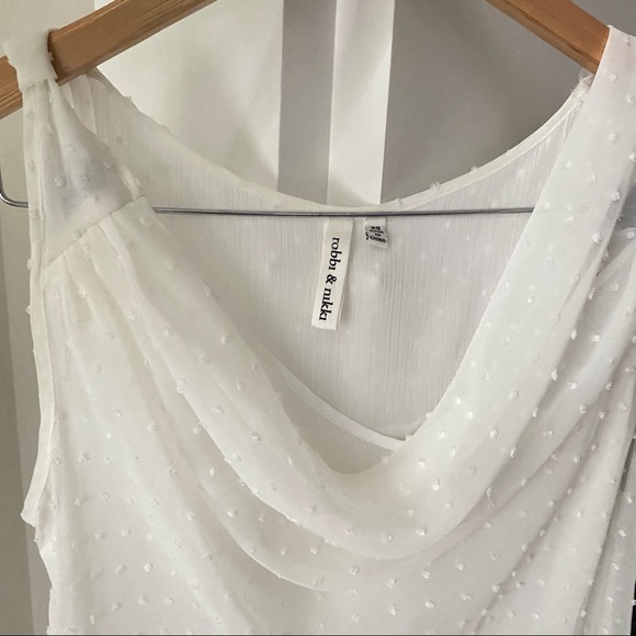 ROBBI & NIKKI White Dot Cowlneck Sleeveless Blouse - Picture 4 of 9